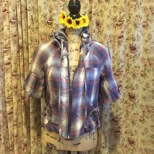 Red, White, & Blue Short Sleeved Zip-up